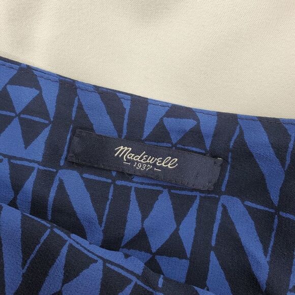 SILK 6 8 MADEWELL BLACK BLUE geometric print lined preppy mini SKIRT medium - Picture 7 of 11